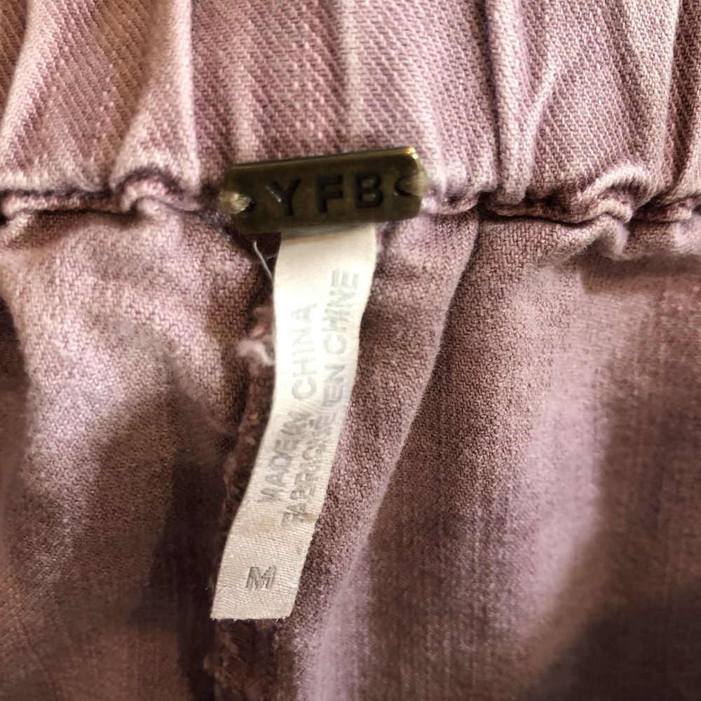 YFB Baggy Wide Leg Pants Womens M Purple Elastic Waist Cotton Lyocell Stretch - Picture 9 of 15